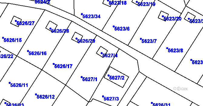 Parcela st. 5627/4 v KÚ Frýdek, Katastrální mapa