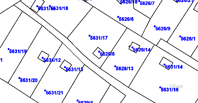 Parcela st. 5629/8 v KÚ Frýdek, Katastrální mapa