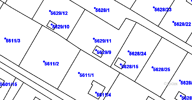 Parcela st. 5629/9 v KÚ Frýdek, Katastrální mapa