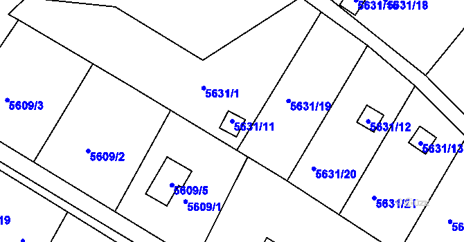 Parcela st. 5631/11 v KÚ Frýdek, Katastrální mapa