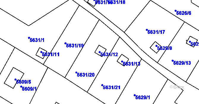 Parcela st. 5631/12 v KÚ Frýdek, Katastrální mapa