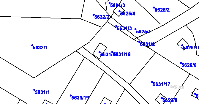 Parcela st. 5631/15 v KÚ Frýdek, Katastrální mapa