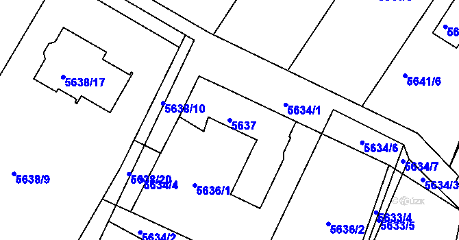Parcela st. 5637 v KÚ Frýdek, Katastrální mapa