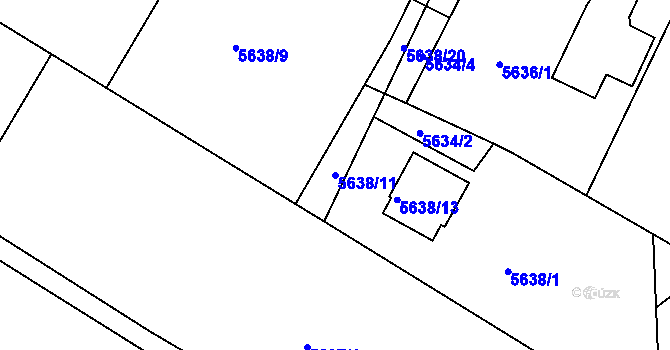 Parcela st. 5638/11 v KÚ Frýdek, Katastrální mapa