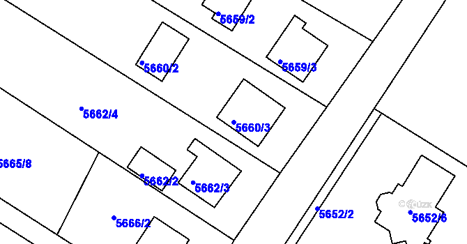 Parcela st. 5660/3 v KÚ Frýdek, Katastrální mapa