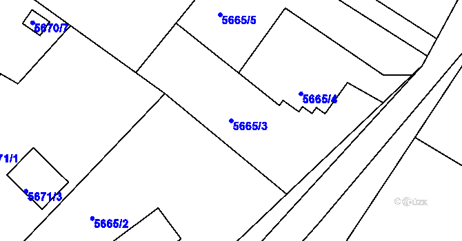 Parcela st. 5665/3 v KÚ Frýdek, Katastrální mapa