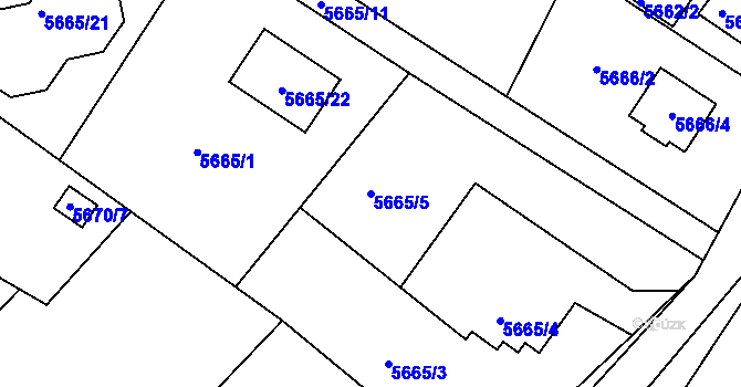 Parcela st. 5665/5 v KÚ Frýdek, Katastrální mapa