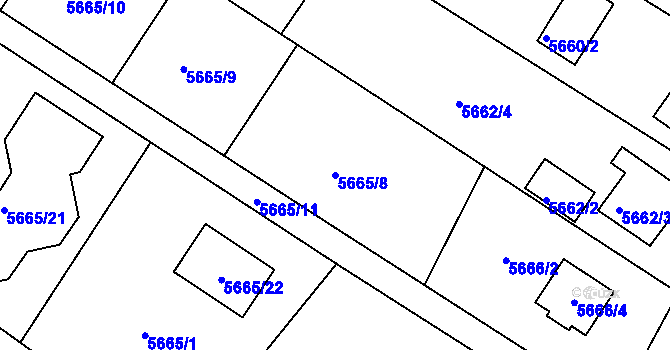 Parcela st. 5665/8 v KÚ Frýdek, Katastrální mapa