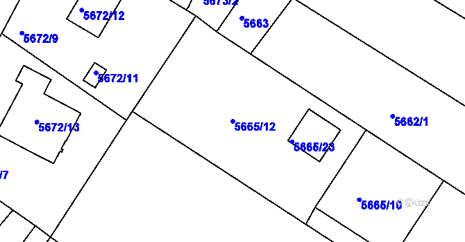 Parcela st. 5665/12 v KÚ Frýdek, Katastrální mapa