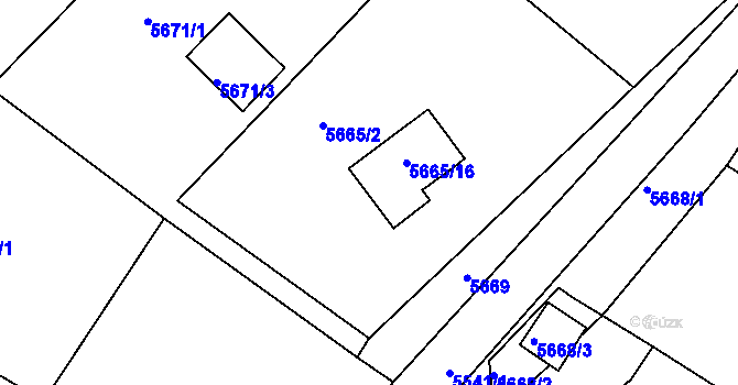 Parcela st. 5665/16 v KÚ Frýdek, Katastrální mapa