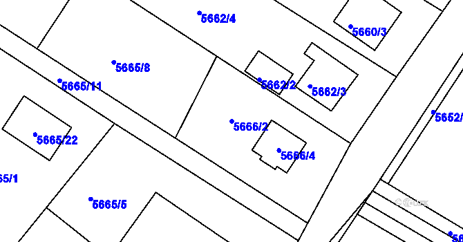Parcela st. 5666/2 v KÚ Frýdek, Katastrální mapa