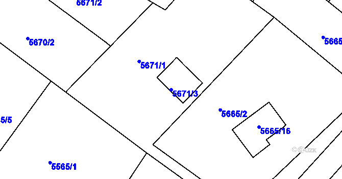 Parcela st. 5671/3 v KÚ Frýdek, Katastrální mapa