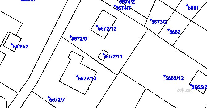Parcela st. 5672/11 v KÚ Frýdek, Katastrální mapa