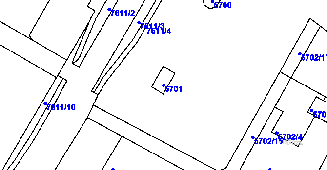 Parcela st. 5701 v KÚ Frýdek, Katastrální mapa