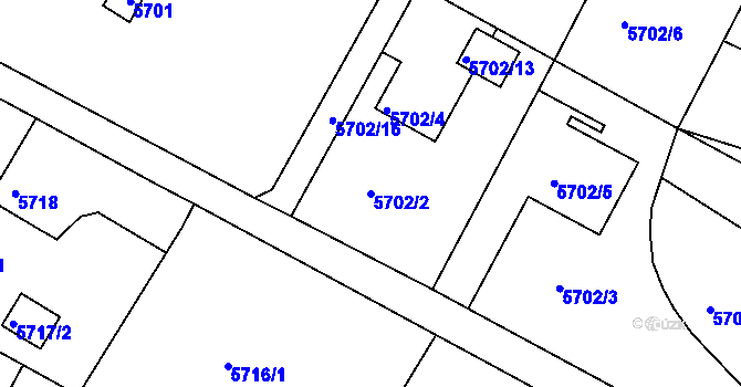 Parcela st. 5702/2 v KÚ Frýdek, Katastrální mapa