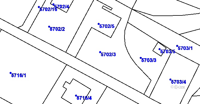 Parcela st. 5702/3 v KÚ Frýdek, Katastrální mapa
