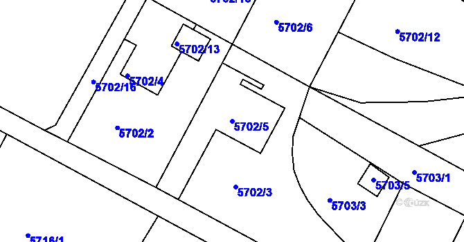 Parcela st. 5702/5 v KÚ Frýdek, Katastrální mapa