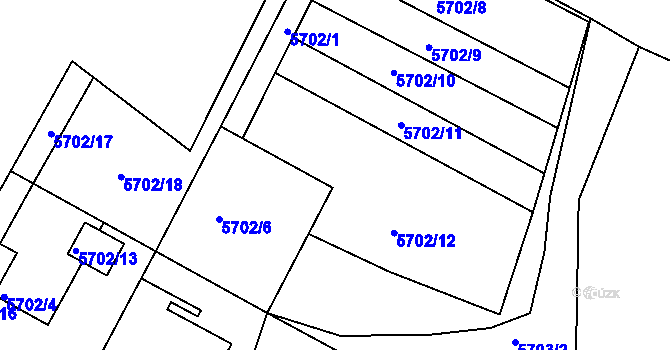 Parcela st. 5702/7 v KÚ Frýdek, Katastrální mapa