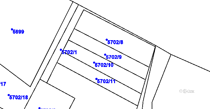 Parcela st. 5702/9 v KÚ Frýdek, Katastrální mapa