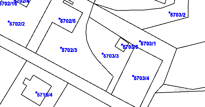 Parcela st. 5703/3 v KÚ Frýdek, Katastrální mapa