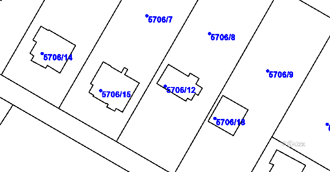 Parcela st. 5706/12 v KÚ Frýdek, Katastrální mapa