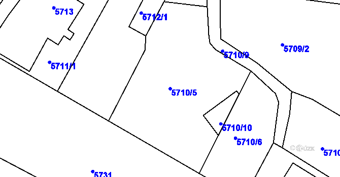 Parcela st. 5710/5 v KÚ Frýdek, Katastrální mapa
