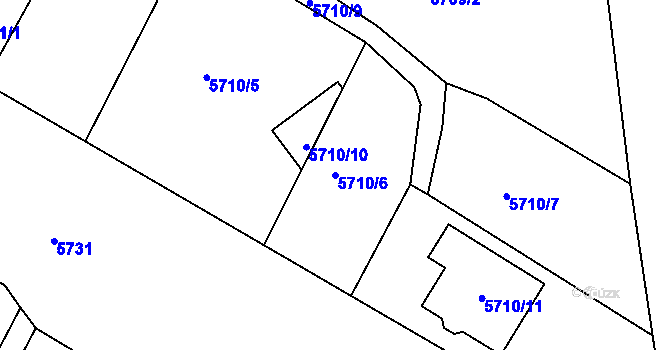 Parcela st. 5710/6 v KÚ Frýdek, Katastrální mapa