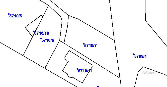 Parcela st. 5710/7 v KÚ Frýdek, Katastrální mapa