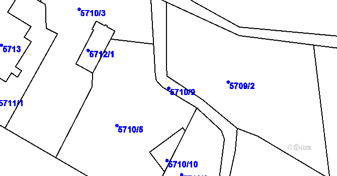 Parcela st. 5710/9 v KÚ Frýdek, Katastrální mapa
