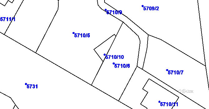 Parcela st. 5710/10 v KÚ Frýdek, Katastrální mapa