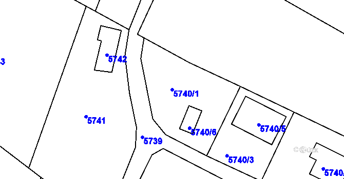 Parcela st. 5740/1 v KÚ Frýdek, Katastrální mapa