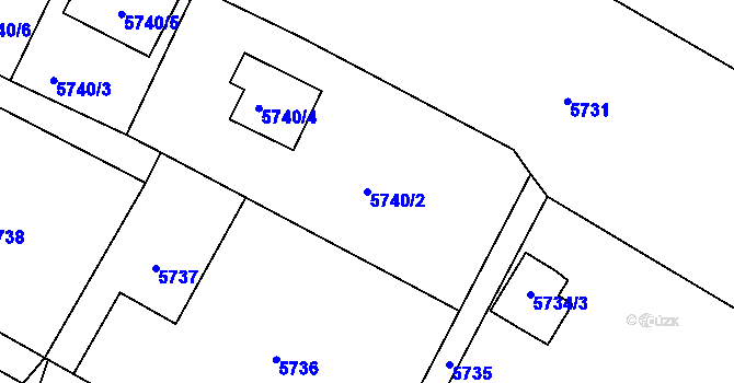 Parcela st. 5740/2 v KÚ Frýdek, Katastrální mapa