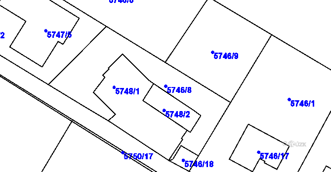 Parcela st. 5746/8 v KÚ Frýdek, Katastrální mapa