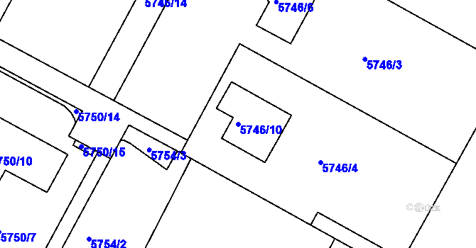 Parcela st. 5746/10 v KÚ Frýdek, Katastrální mapa
