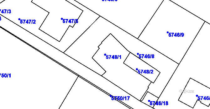 Parcela st. 5748/1 v KÚ Frýdek, Katastrální mapa