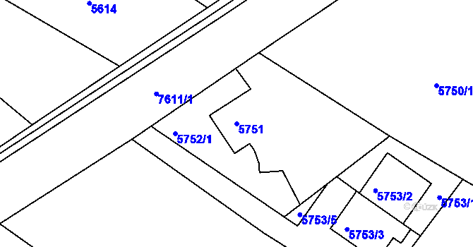 Parcela st. 5751 v KÚ Frýdek, Katastrální mapa