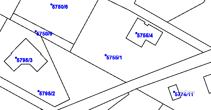 Parcela st. 5755/1 v KÚ Frýdek, Katastrální mapa