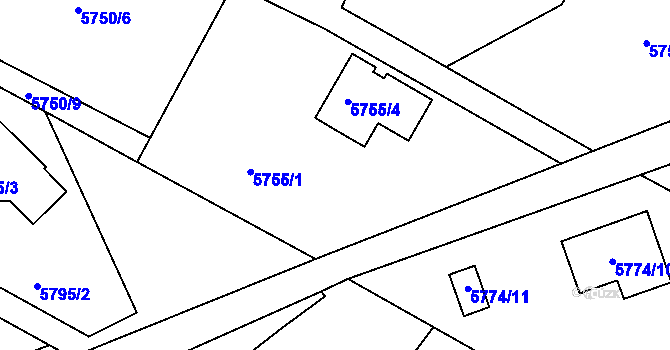 Parcela st. 5755/2 v KÚ Frýdek, Katastrální mapa