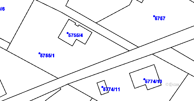 Parcela st. 5755/3 v KÚ Frýdek, Katastrální mapa
