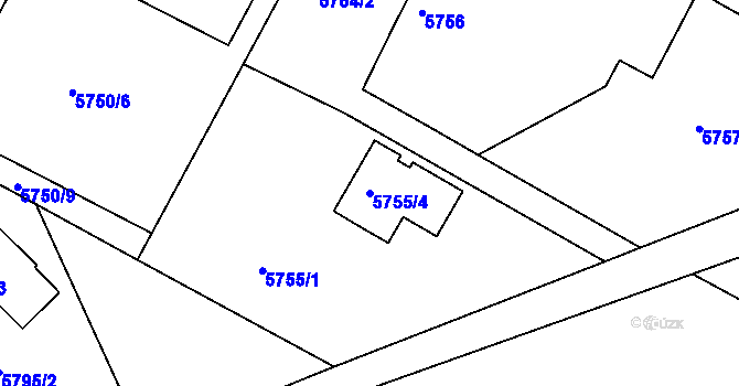 Parcela st. 5755/4 v KÚ Frýdek, Katastrální mapa