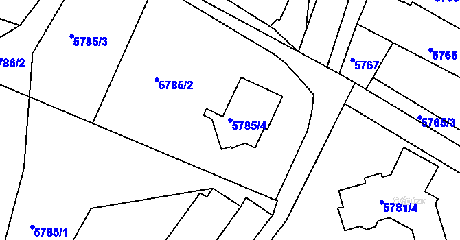 Parcela st. 5785/4 v KÚ Frýdek, Katastrální mapa