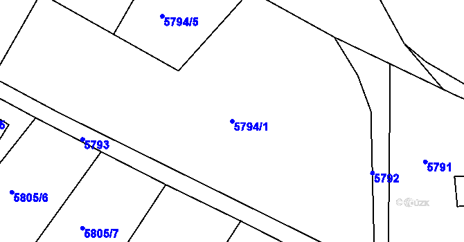 Parcela st. 5794/1 v KÚ Frýdek, Katastrální mapa