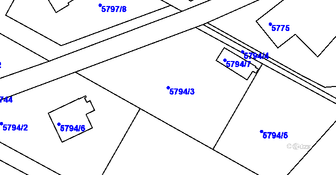 Parcela st. 5794/3 v KÚ Frýdek, Katastrální mapa