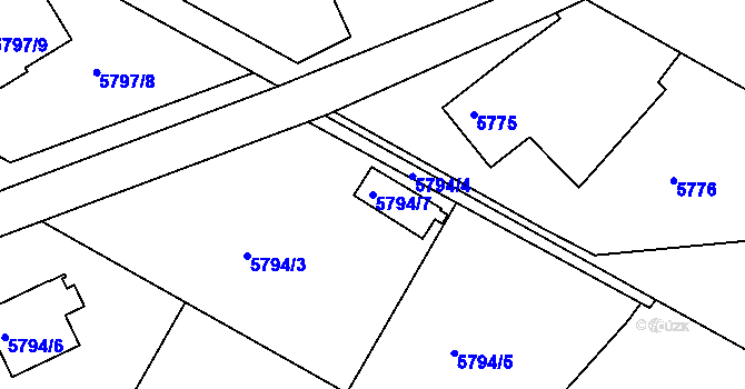 Parcela st. 5794/7 v KÚ Frýdek, Katastrální mapa