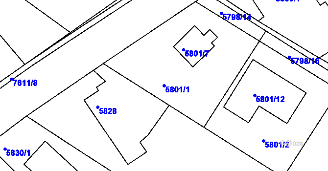Parcela st. 5801/1 v KÚ Frýdek, Katastrální mapa