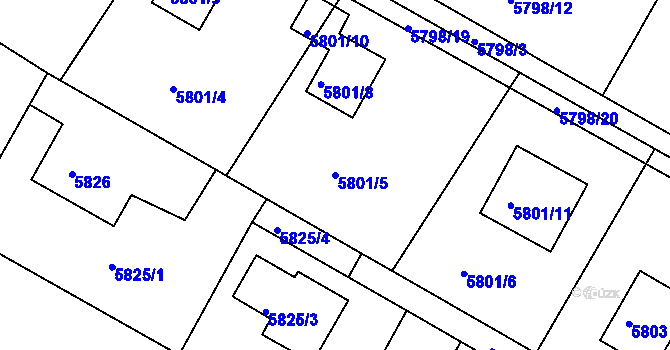 Parcela st. 5801/5 v KÚ Frýdek, Katastrální mapa