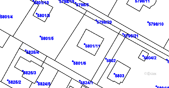 Parcela st. 5801/11 v KÚ Frýdek, Katastrální mapa