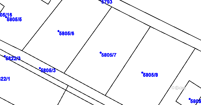 Parcela st. 5805/7 v KÚ Frýdek, Katastrální mapa