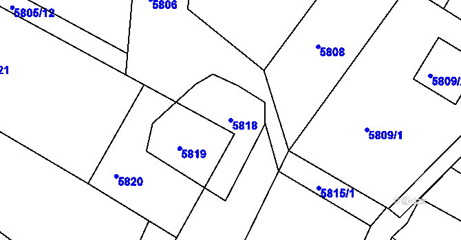 Parcela st. 5818 v KÚ Frýdek, Katastrální mapa