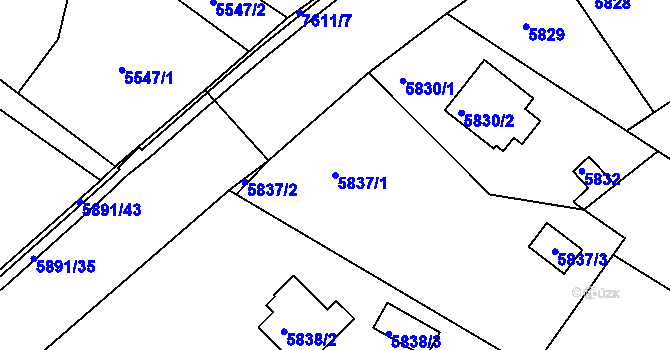 Parcela st. 5837/1 v KÚ Frýdek, Katastrální mapa